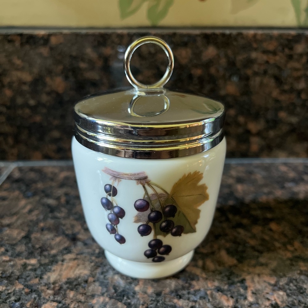 Royal Worcester Porcelain Grapes & Peach Egg Coddler with Lid